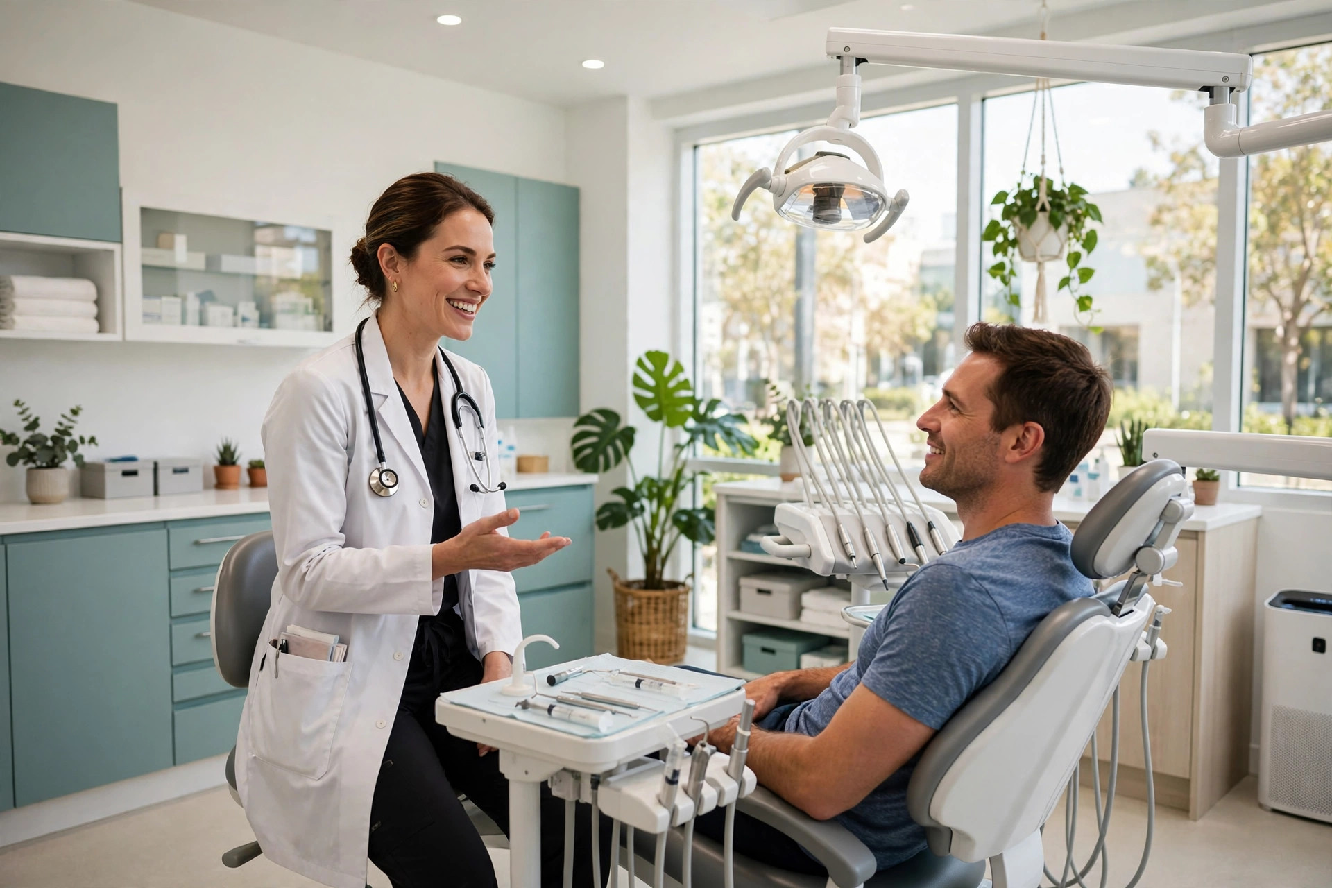 Odontóloga atendiendo a una paciente en Vital Dental